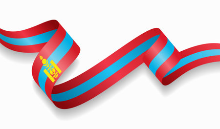 Mongolian flag wavy abstract background. Vector illustration.のイラスト素材