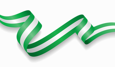 Nigerian flag wavy abstract background. Vector illustration.のイラスト素材