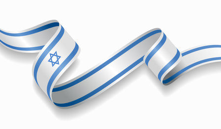 Israeli flag wavy abstract background. Vector illustration.のイラスト素材