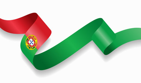Portuguese flag wavy abstract background. Vector illustration.のイラスト素材