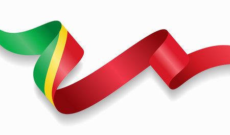Congolese flag wavy abstract background. Vector illustration.のイラスト素材