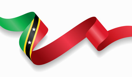 Saint Kitts and Nevis flag wavy abstract background. Vector illustration.のイラスト素材