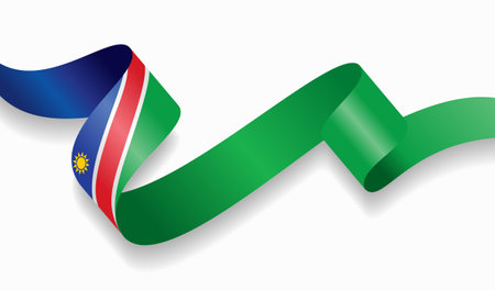 Namibian flag wavy abstract background. Vector illustration.のイラスト素材