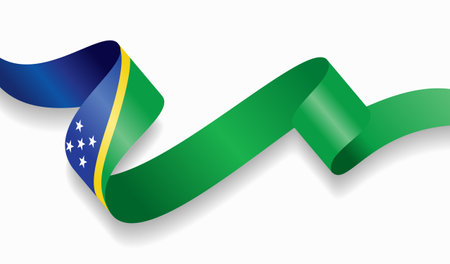 Solomon Islands flag wavy abstract background. Vector illustration.のイラスト素材