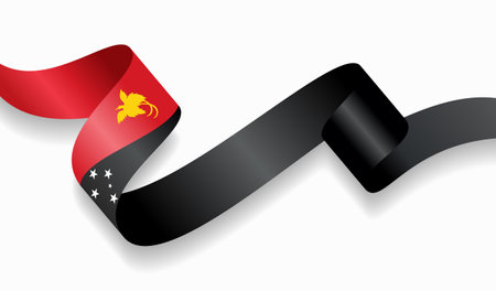 Papua New Guinea flag wavy abstract background. Vector illustration.のイラスト素材