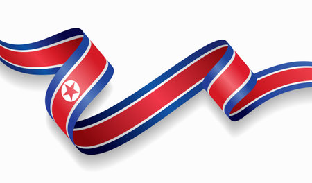 North Korean flag wavy abstract background. Vector illustration.のイラスト素材