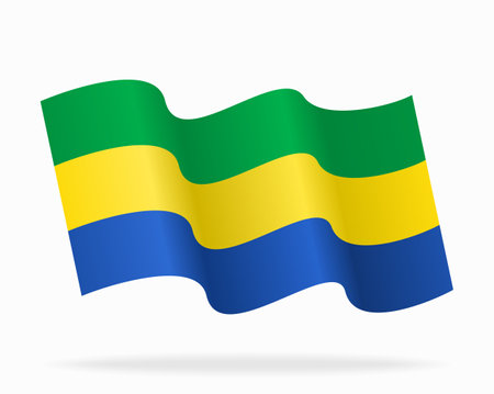 Gabon flag wavy background layout. Vector illustration.のイラスト素材