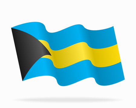 Bahamian flag wavy background layout. Vector illustration.のイラスト素材