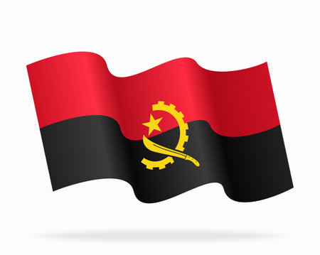 Angolan flag wavy background layout. Vector illustration.のイラスト素材