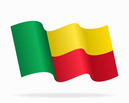 Benin flag wavy background layout. Vector illustration.のイラスト素材