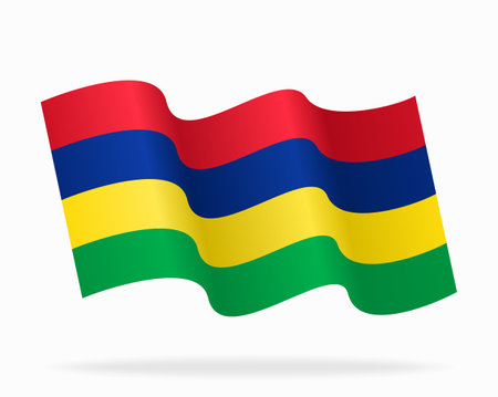 Mauritius flag wavy background layout. Vector illustration.のイラスト素材