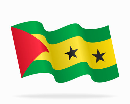 Sao Tome and Principe flag wavy background layout. Vector illustration.のイラスト素材