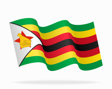 Zimbabwean flag wavy background layout. Vector illustration.のイラスト素材