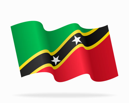 Saint Kitts and Nevis flag wavy background layout. Vector illustration.のイラスト素材