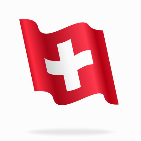 Swiss flag wavy background layout. Vector illustration.のイラスト素材
