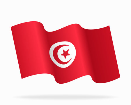 Tunisian flag wavy background layout. Vector illustration.のイラスト素材
