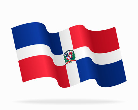 Dominican Republic flag wavy background layout. Vector illustration.のイラスト素材