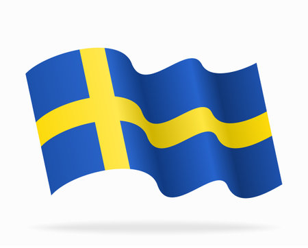 Swedish flag wavy background layout. Vector illustration.のイラスト素材