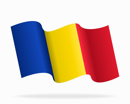 Romanian flag wavy background layout. Vector illustration.のイラスト素材