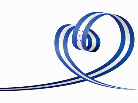 Honduras flag heart shaped ribbon. Vector illustration.のイラスト素材