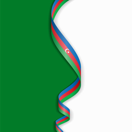 Azerbaijani flag wavy abstract background layout. Vector illustration.のイラスト素材