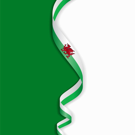 Welsh flag wavy abstract background layout. Vector illustration.のイラスト素材
