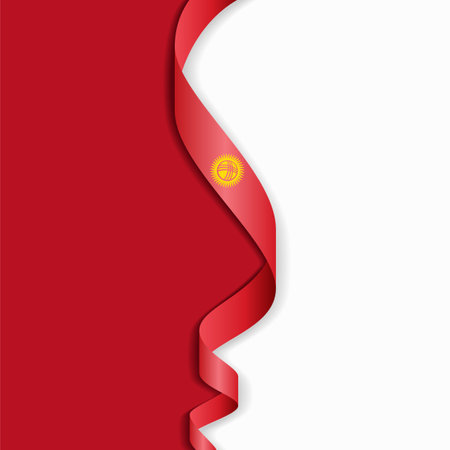 Kyrgyzstani flag wavy abstract background layout. Vector illustration.のイラスト素材