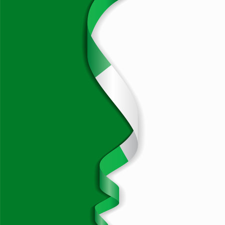 Nigerian flag wavy abstract background layout. Vector illustration.のイラスト素材