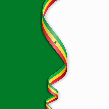 Senegalese flag wavy abstract background layout. Vector illustration.のイラスト素材