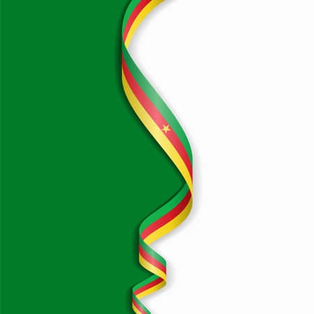 Cameroon flag wavy abstract background layout. Vector illustration.のイラスト素材