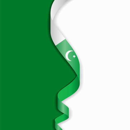 Pakistani flag wavy abstract background layout. Vector illustration.のイラスト素材