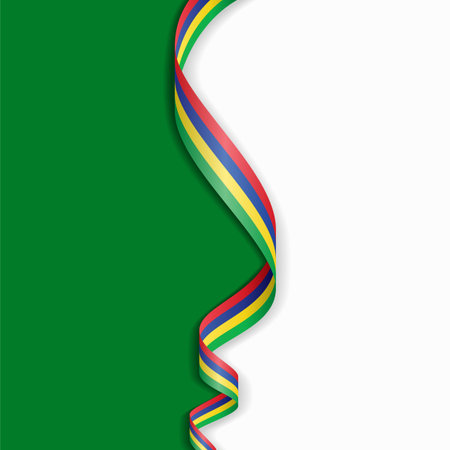 Mauritius flag wavy abstract background layout. Vector illustration.のイラスト素材