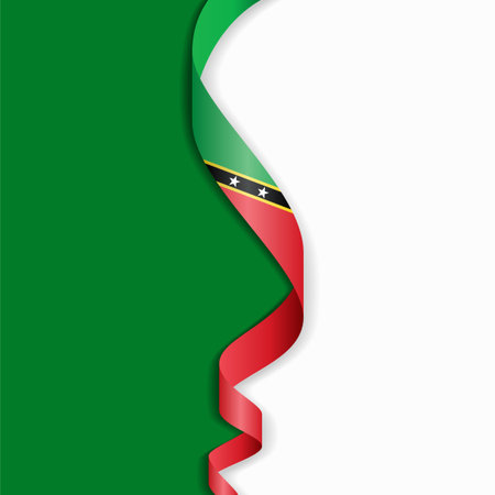 Saint Kitts and Nevis flag wavy abstract background layout. Vector illustration.のイラスト素材
