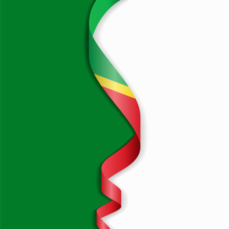 Congolese flag wavy abstract background layout. Vector illustration.のイラスト素材