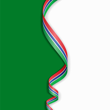 Gambian flag wavy abstract background layout. Vector illustration.のイラスト素材