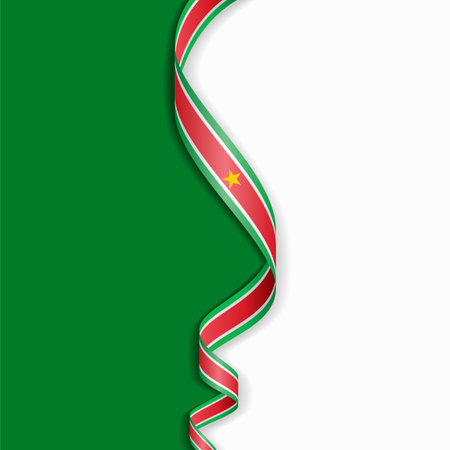 Surinamese flag wavy abstract background layout. Vector illustration.のイラスト素材