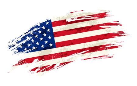 American flag brush stroke grunge background. Vector illustration.のイラスト素材