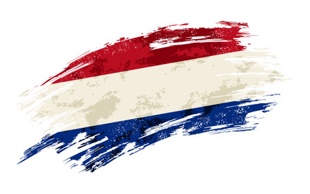 Dutch flag brush stroke grunge background. Vector illustration.のイラスト素材