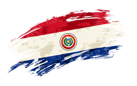Paraguayan flag brush stroke grunge background. Vector illustration.のイラスト素材