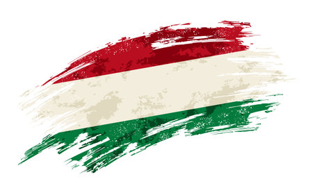 Hungarian flag brush stroke grunge background. Vector illustration.のイラスト素材