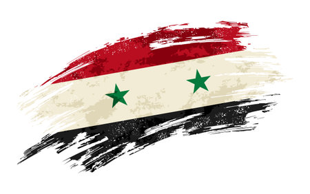 Syrian flag brush stroke grunge background. Vector illustration.のイラスト素材