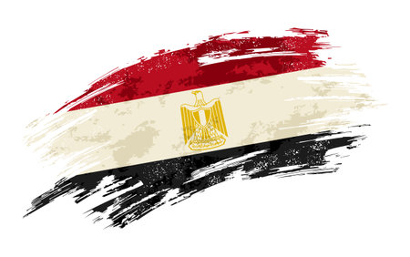 Egyptian flag brush stroke grunge background. Vector illustration.のイラスト素材
