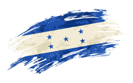 Honduras flag brush stroke grunge background. Vector illustration.のイラスト素材