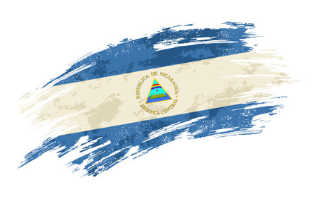 Nicaraguan flag brush stroke grunge background. Vector illustration.のイラスト素材