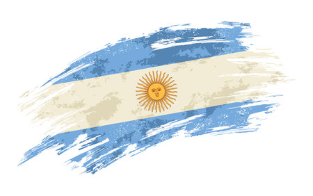 Argentinean flag brush stroke grunge background. Vector illustration.のイラスト素材