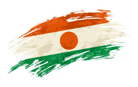 Niger flag brush stroke grunge background. Vector illustration.のイラスト素材