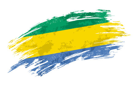 Gabon flag brush stroke grunge background. Vector illustration.のイラスト素材