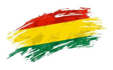 Bolivian flag brush stroke grunge background. Vector illustration.のイラスト素材