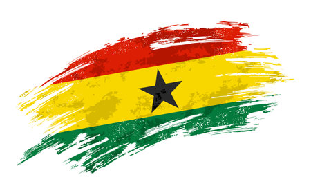 Ghana flag brush stroke grunge background. Vector illustration.のイラスト素材