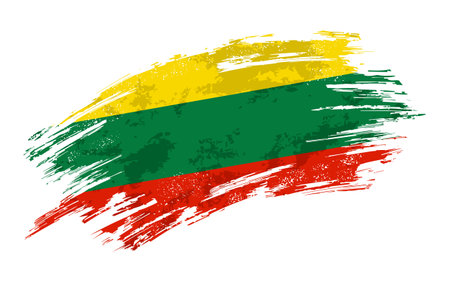 Lithuanian flag brush stroke grunge background. Vector illustration.のイラスト素材